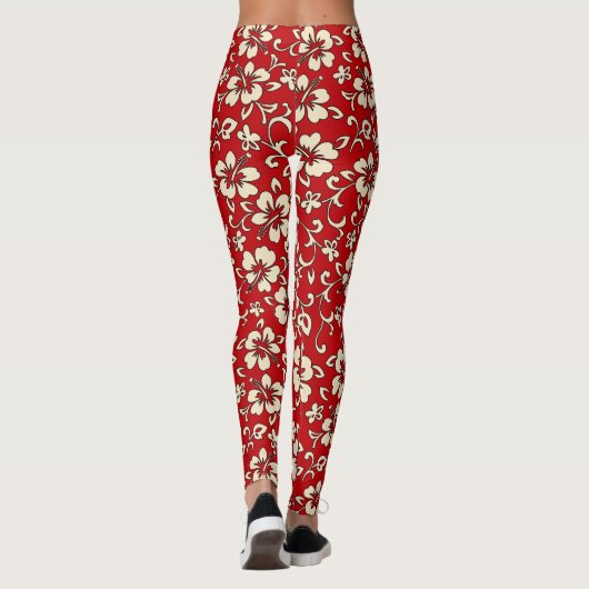 Malia Hibiscus Hawaiiaans tropisch bloemzaad Leggings (Achterkant)