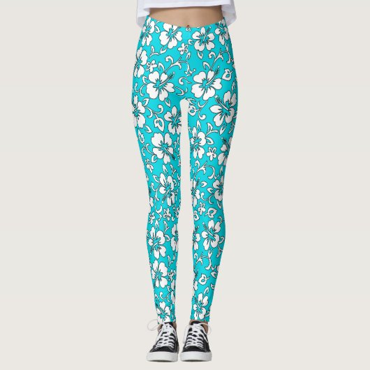 Malia Hibiscus Hawaiiaans tropisch bloemzaad Leggings (Voorkant)