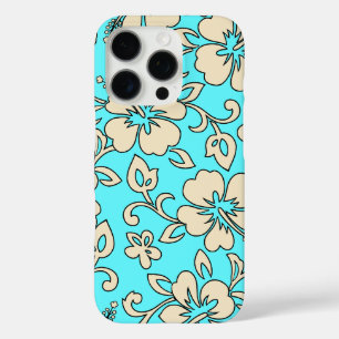 Malia Hibiscus Hawaiian Floral Aqua Cream  iPhone 16 Pro Hoesje