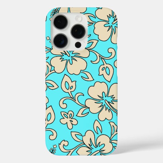 Malia Hibiscus Hawaiian Floral Aqua Cream  Case-Mate iPhone Case (Achterkant)
