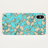Malia Hibiscus Hawaiian Floral Aqua Cream Case-Mate iPhone Case (Achterkant (horizontaal))
