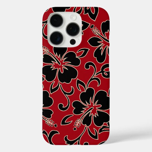 Malia Hibiscus Hawaiian Floral Red en Black Case-Mate iPhone Case (Achterkant)