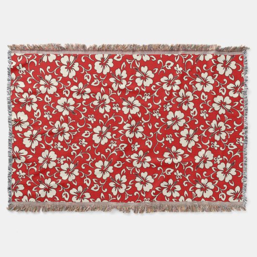 Malia Hibiscus Hawaiian Floral Throw Blanket Deken (Voorkant)