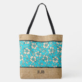 Malia Hibiscus Hawaiian Monogram Strandtas Tote Bag (Achterkant)