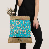 Malia Hibiscus Hawaiian Monogram Strandtas Tote Bag (Dichtbij)