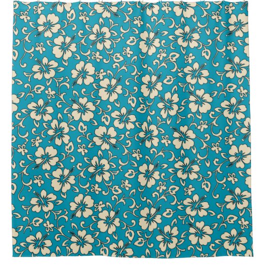 Malia Hibiscus Hawaiian Pareau Floral Douchegordijn (Voorkant)