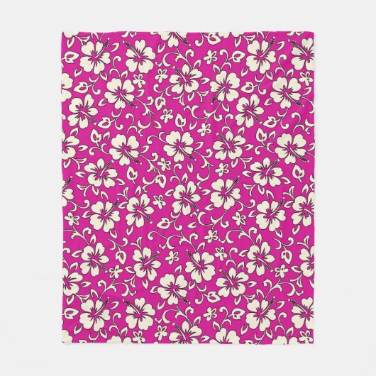 Malia Hibiscus Hawaiian Pareau Print Fleece Deken (Voorkant)