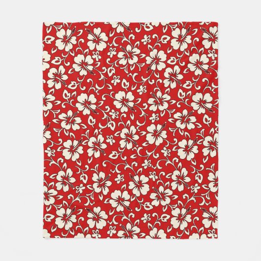 Malia Hibiscus Hawaiian Pareau Print Fleece Deken (Voorkant)