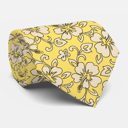 Malia Hibiscus Hawaiian Pareau Print Stropdas (Opgerold)