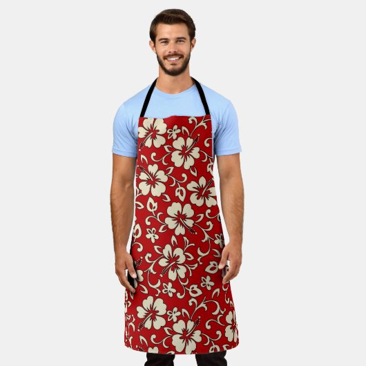 Malia Hibiscus Hawaiian Red en Cream Schort (Gedragen)