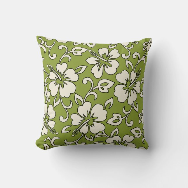 Malia Hibiscus Hawaiian Reversible Square Kussens (Voorkant)