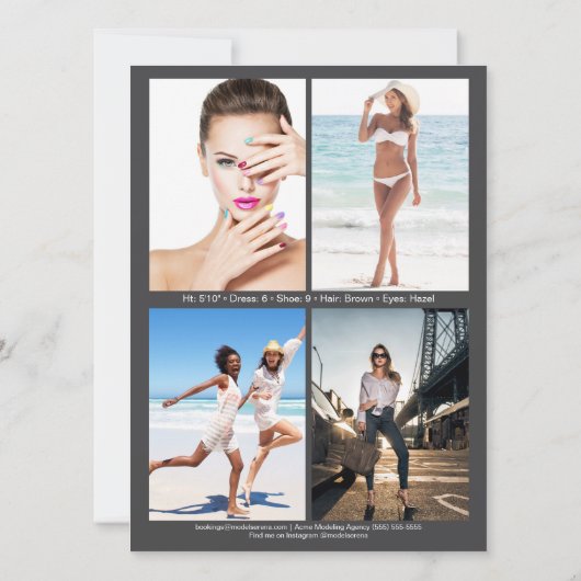 Malibu 5 Modeling Comp Kaart | dubbelzijdig (Achterkant)