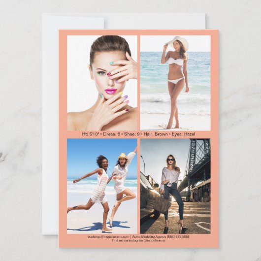 Malibu 5 Modeling Comp Kaart | dubbelzijdig (Achterkant)