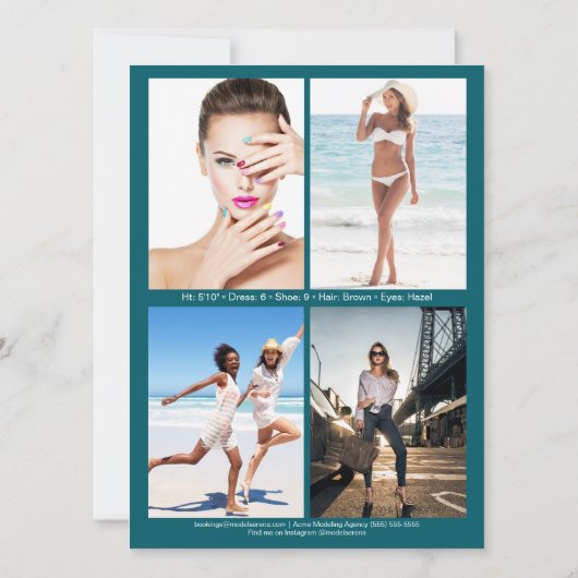 Malibu 5 Modeling Comp Kaart | dubbelzijdig (Achterkant)