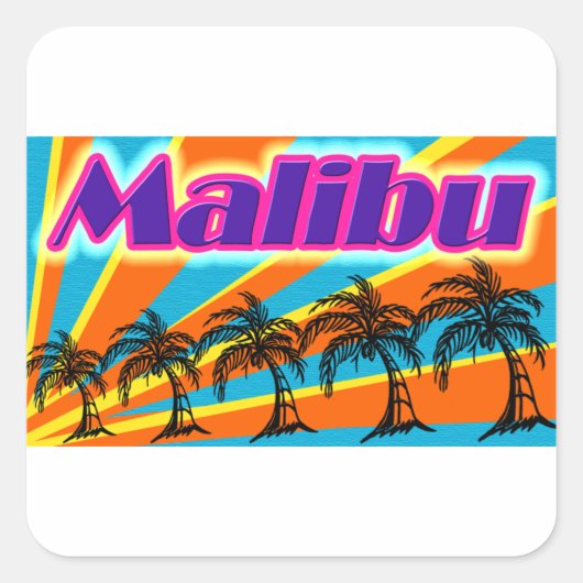 Malibu 5 palmbomen Stickers (Voorkant)