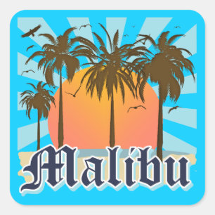 Malibu Beach California CA Vierkante Sticker