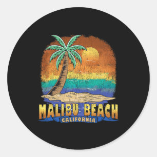Malibu Beach California  Distress Souveni Ronde Sticker