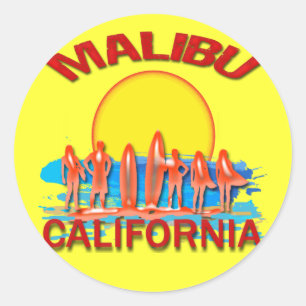 MALIBU BEACH CALIFORNIA RONDE STICKER