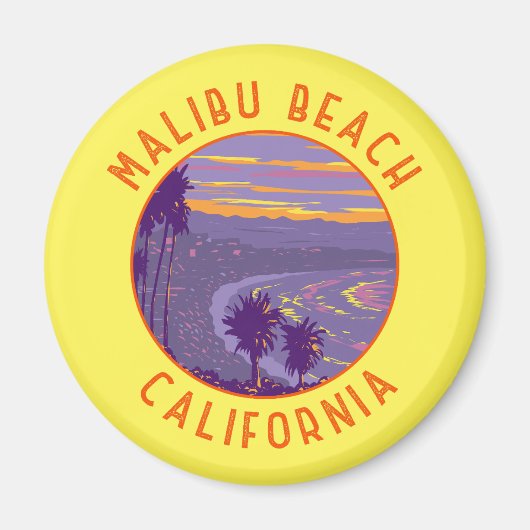 Malibu Beach California Travel Art Vintage Magneet (Voorkant)