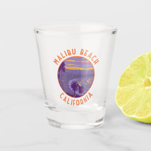 Malibu Beach California Travel Art Vintage Shot Glas