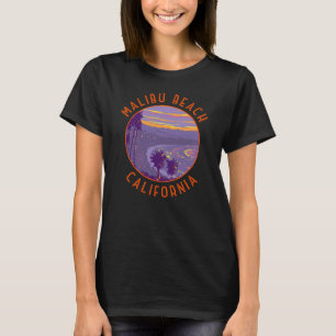 Malibu Beach California Travel Art Vintage T-shirt