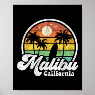 Malibu Beach Californië Ca Surfen Retro S Poster