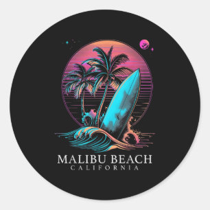 Malibu Beach Californië Surven Board Surfen Ronde Sticker