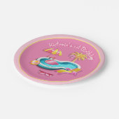 Malibu Beach Doll Retro Verjaardag Zwembad Party Papieren Bordje (Gekanteld)