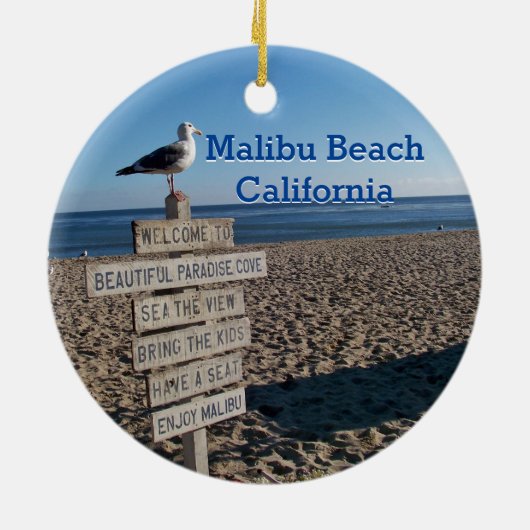 Malibu Beach - Paradise Cove Seagull Sign Keramisch Ornament (Achterkant)