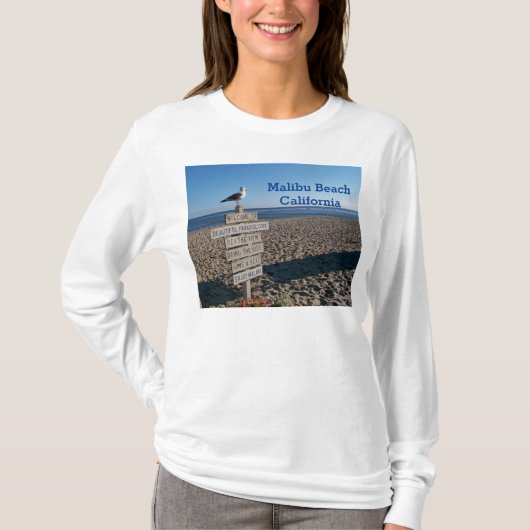 Malibu Beach - Paradise Cove Seagull Sign T-shirt (Voorkant)