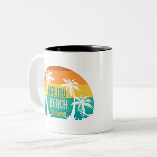 Malibu Beach Retro Tweekleurige Koffiemok (Voorkant links)