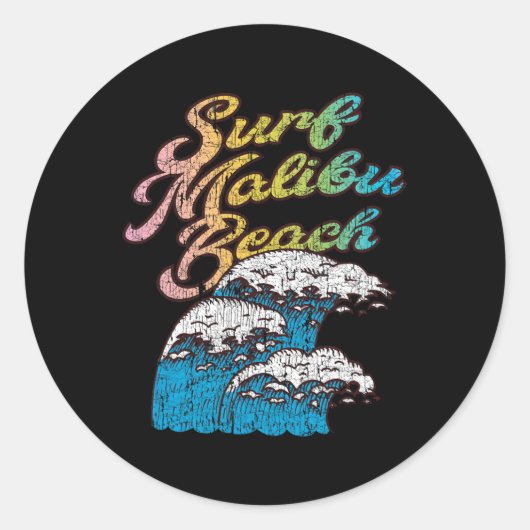 Malibu Beach Ronde Sticker (Voorkant)