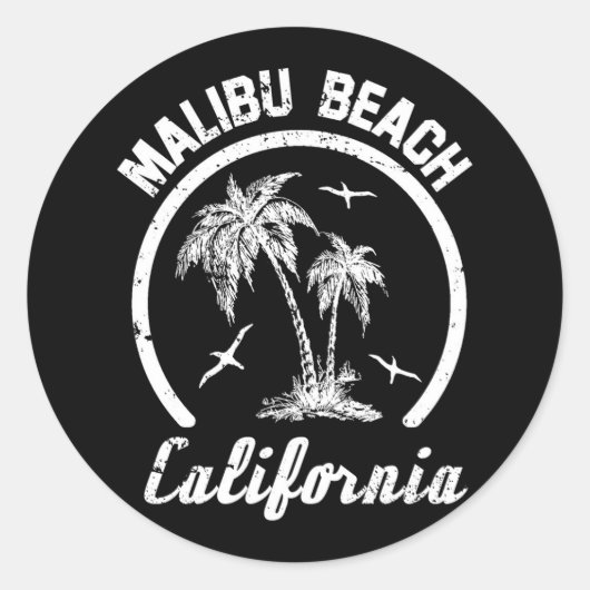 Malibu Beach Ronde Sticker (Voorkant)