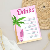 Malibu Beach Roze Party Bachelorette Cocktail Menu Poster
