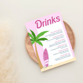 Malibu Beach Roze Party Bachelorette Cocktail Menu Poster
