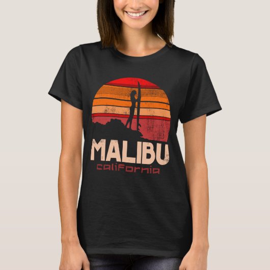 Malibu Beach Sunset surf girl T-shirt (Voorkant)