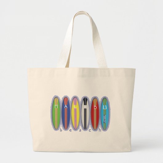 Malibu Beach Surfboards Grote Tote Bag (Voorkant)