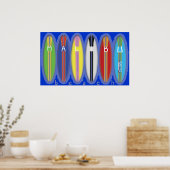 Malibu Beach Surfboards Poster (Keuken)
