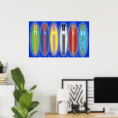 Malibu Beach Surfboards Poster (Thuiskantoor)