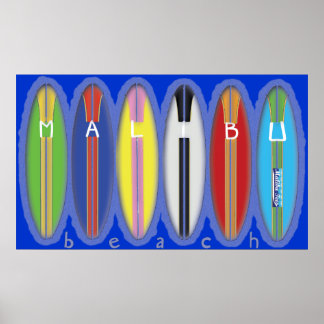 Malibu Beach Surfboards Poster