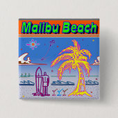 "Malibu Beach" Surfer Button (Voorkant)