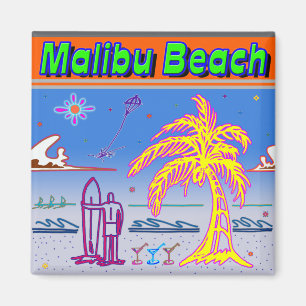 "Malibu Beach" Surfer Magnet