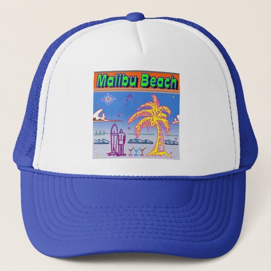 "Malibu Beach" Surferhoed Trucker Pet (Voorkant)