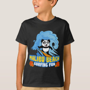 Malibu Beach Surfing Panda T-shirt