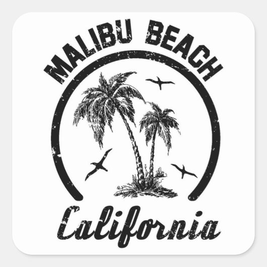 Malibu Beach Vierkante Sticker (Voorkant)