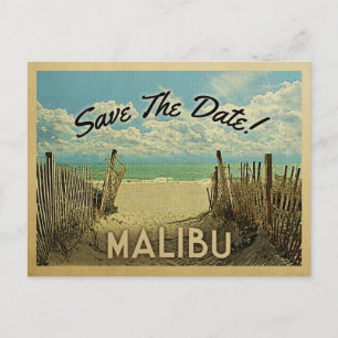 Malibu Beach Vintage slaat de datum op Aankondigingskaart