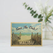 Malibu Beach Vintage slaat de datum op Aankondigingskaart (Staand voorkant)