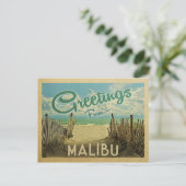 Malibu Beach Vintage Travel Briefkaart (Staand voorkant)