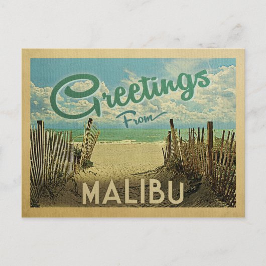 Malibu Beach Vintage Travel Briefkaart (Voorkant)