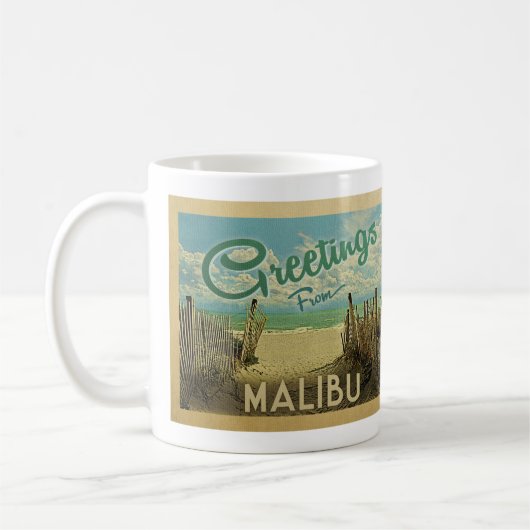 Malibu Beach Vintage Travel Koffiemok (Links)